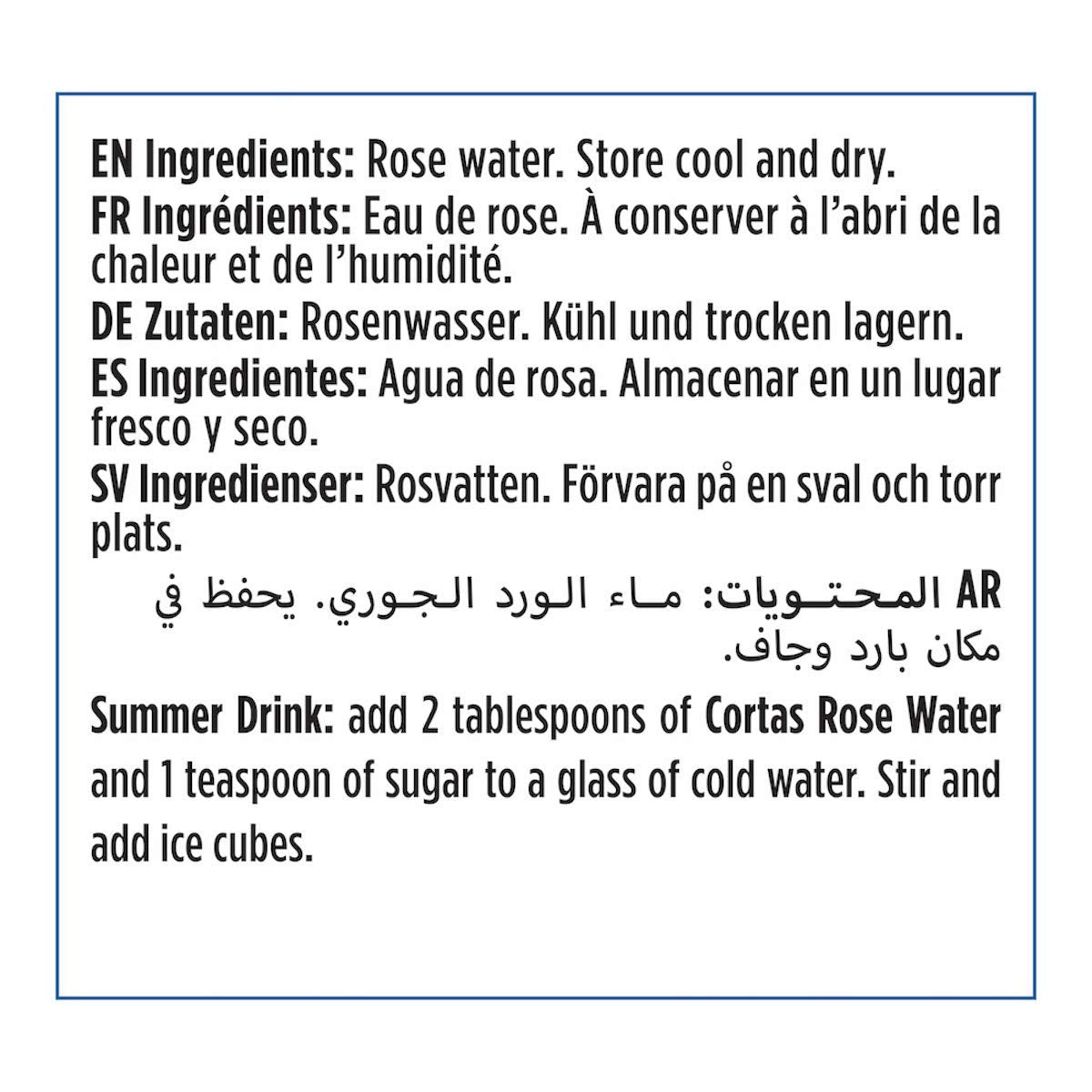 CORTAS Rose Flower Water - 10 Fl Oz, Pure Distilled Rosewater for Skin & Hair, Natural Fragrance, Aromatherapy Essential