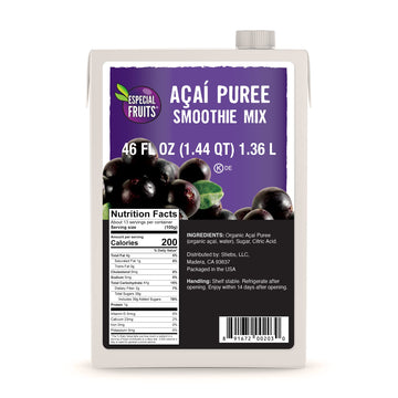 Especial Fruits Acai Berry Puree for Smoothies and Bowls, 276 Fl Oz, Pack of 1