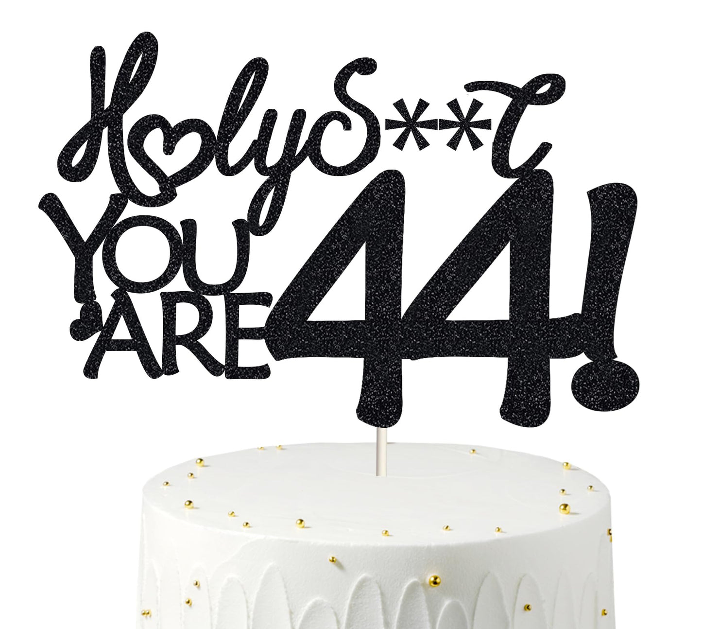 Happy 44Th Birthday Cake Topper 44 Birthday Cake Toppers-Black Glitter, Funny 44Th Cake Topper For Men,44 Cake Topper For Women,