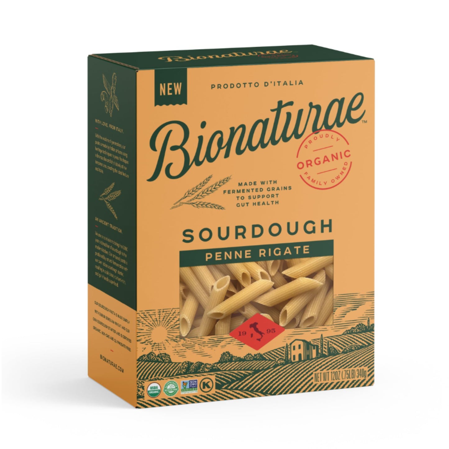 Bionaturae Organic Sourdough Penne Pasta - Dried Pasta Noodles - 12 Ounce - Model 0799210620015