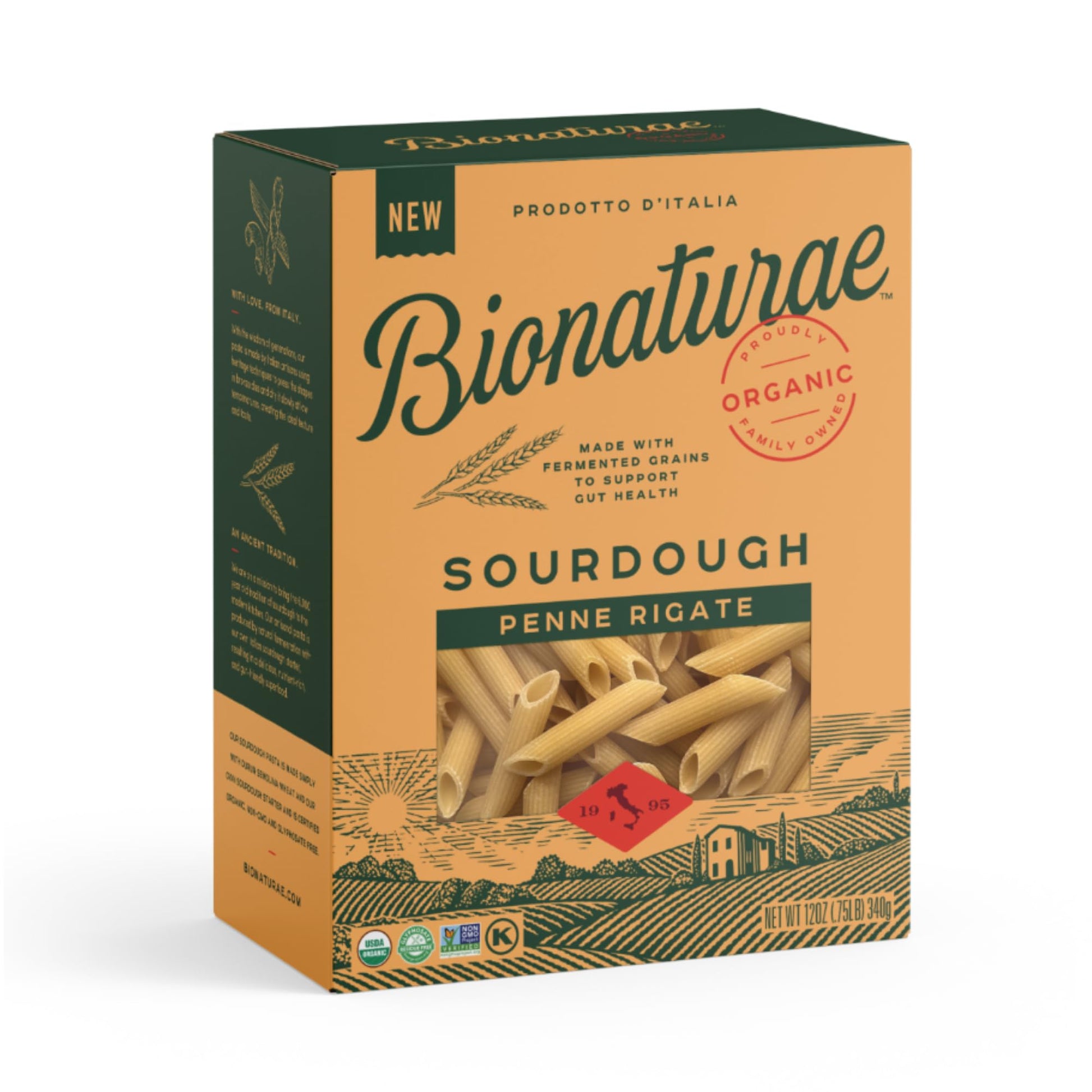 Bionaturae Organic Sourdough Penne Pasta - Dried Pasta Noodles - 12 Ounce - Model 0799210620015