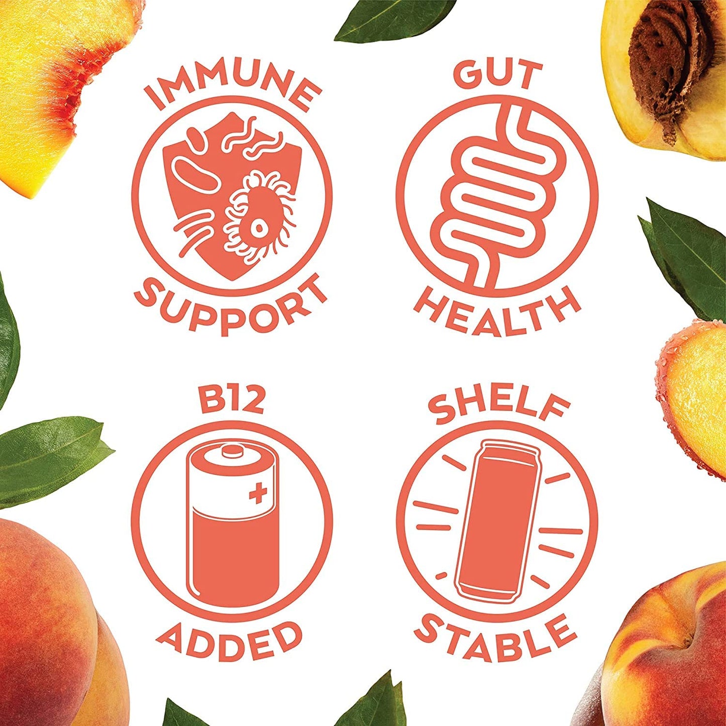 Humm Probiotic Kombucha Zero Sugar Peach Tea, No Refrigeration Needed, Keto Friendly, Organic, Vegan, Gluten Free, 12Oz Cans (16
