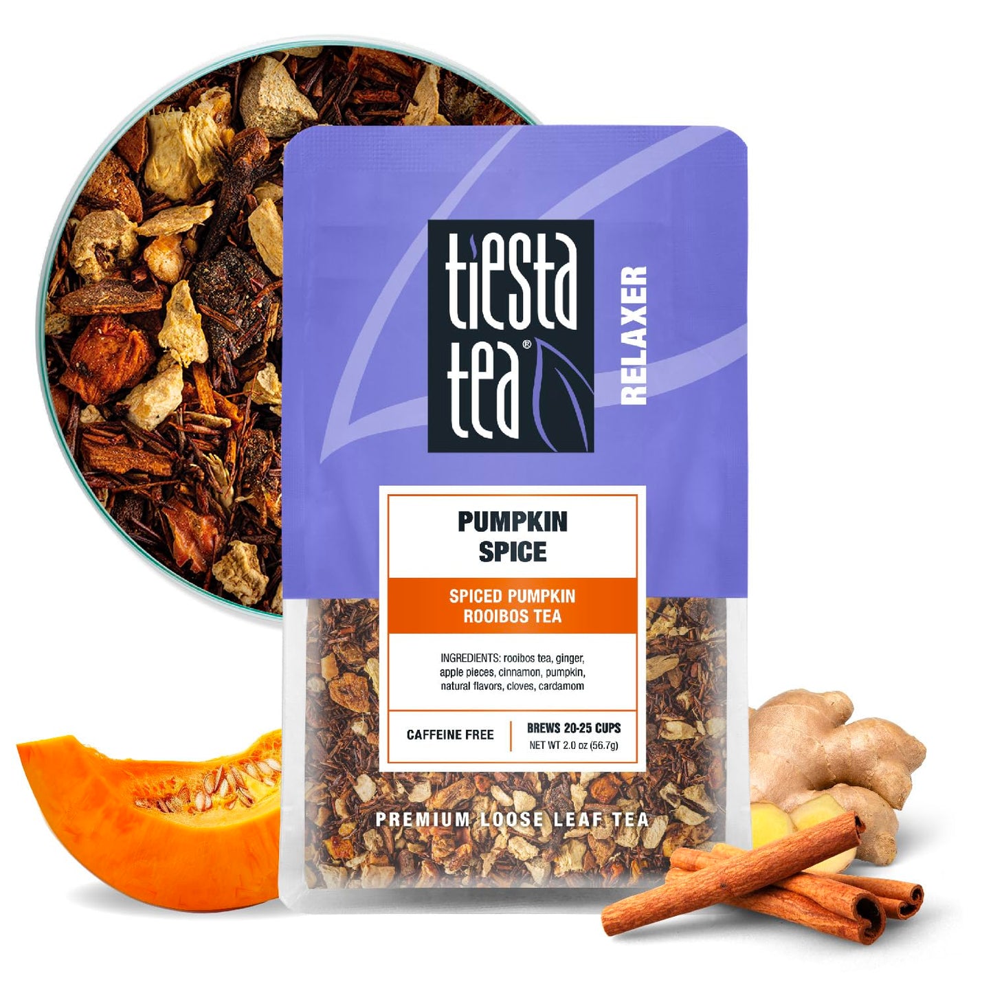 Tiesta Tea Pumpkin Spice Rooibos Loose Leaf Tea, Caffeine-Free, Resealable Pouch, Makes 25 Cups, 2 Ounce, Model 13133