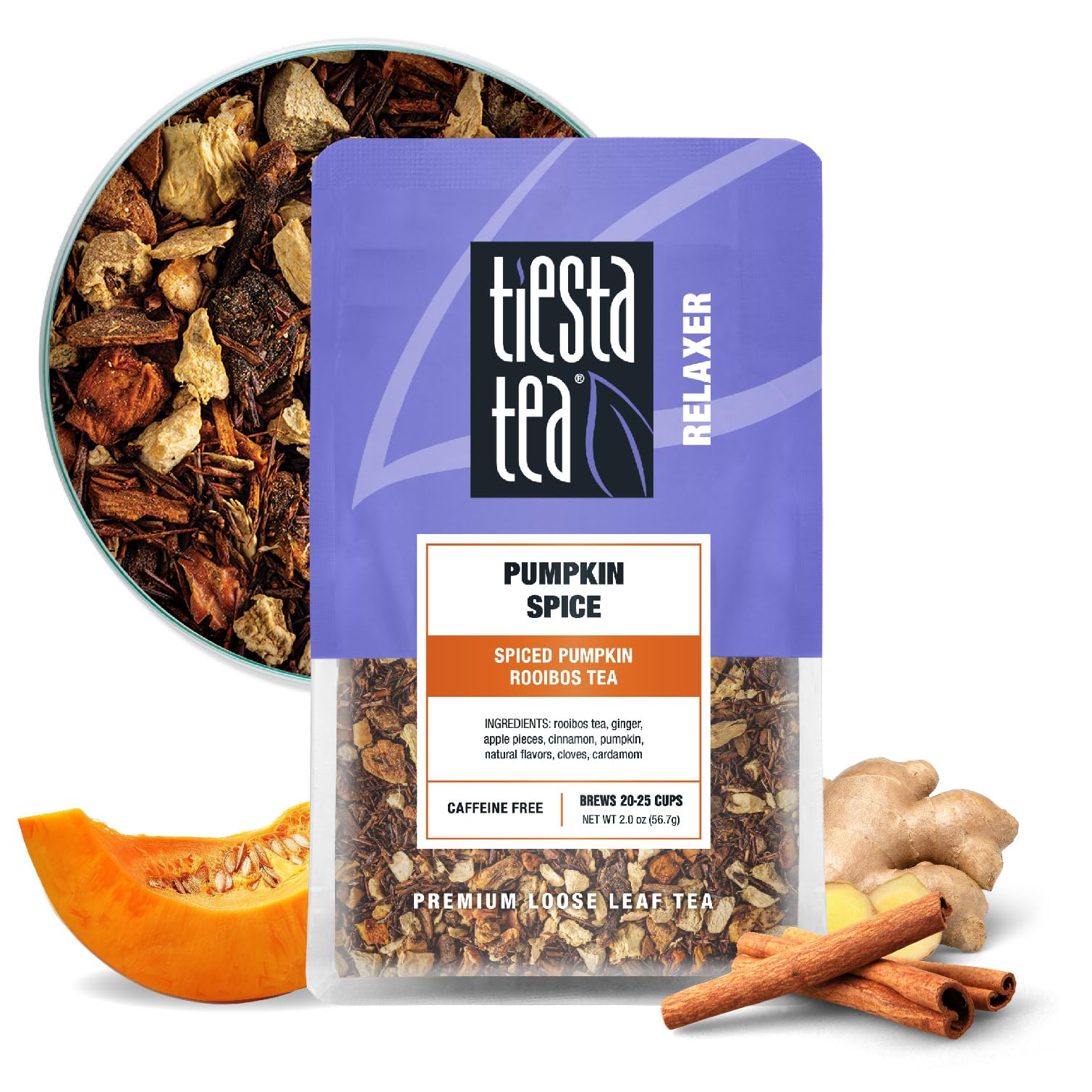 Tiesta Tea Pumpkin Spice Rooibos Loose Leaf Tea, Caffeine-Free, Resealable Pouch, Makes 25 Cups, 2 Ounce, Model 13133