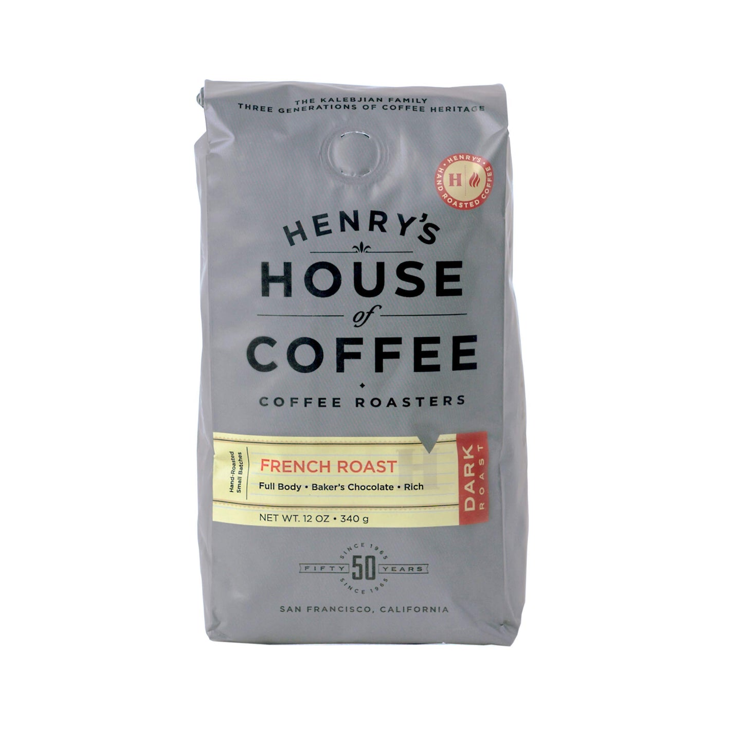 Henrys House Of Coffee | French Roast| Dark Roast | Whole Beans 12Oz Bag