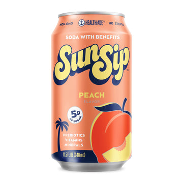 SunSip Prebiotic Soda by Health-Ade, Gut-Healthy Beverage, Soda Swap, Vitamins & Minerals, Naturally Sweetened, Peach, 11.5 oz (
