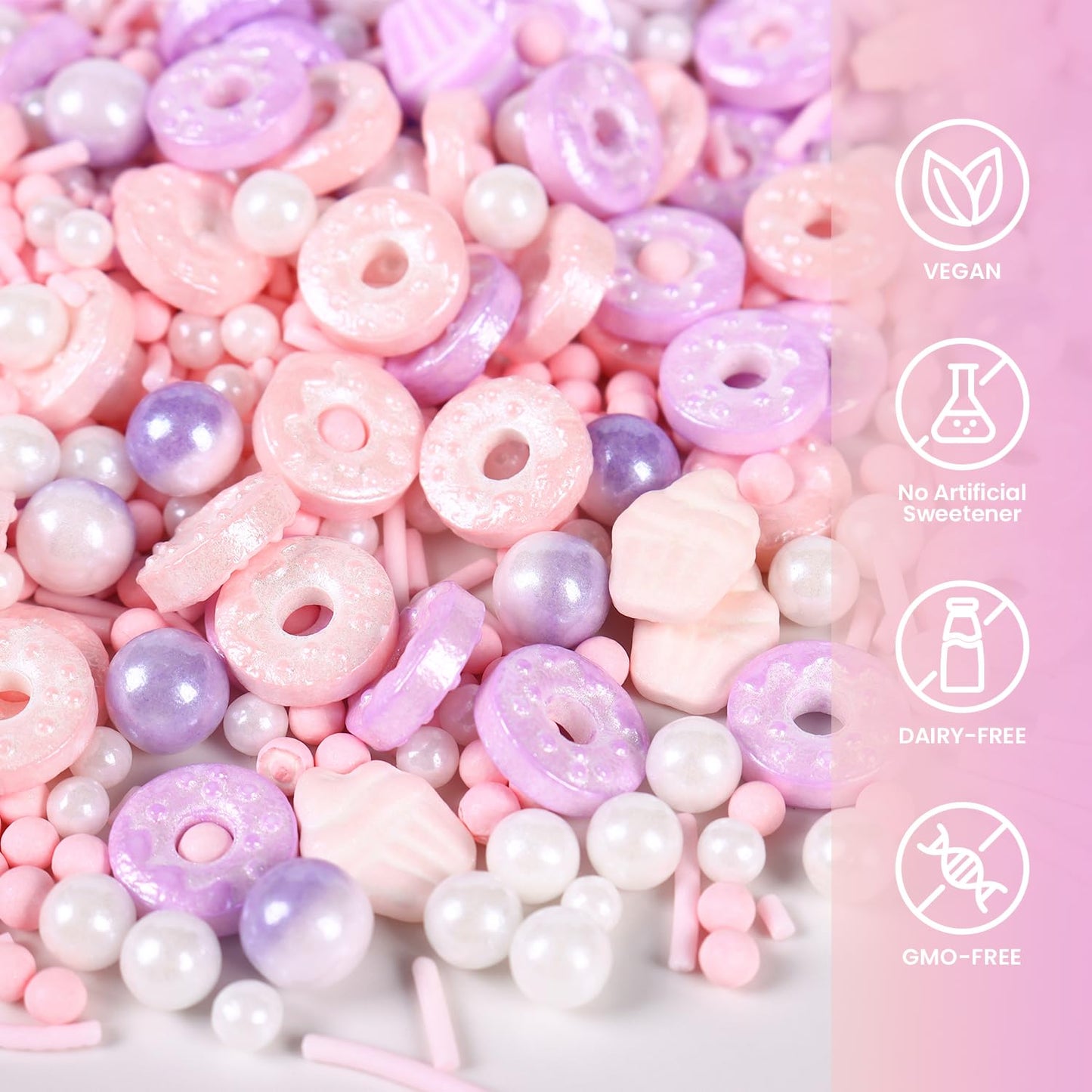 Donut Sprinkles Mix | Pink Purple Romantic | Sprinkles For Cake Decorating | Cupcake Toppers | Ice Cream | Cookie | Fancy Candy