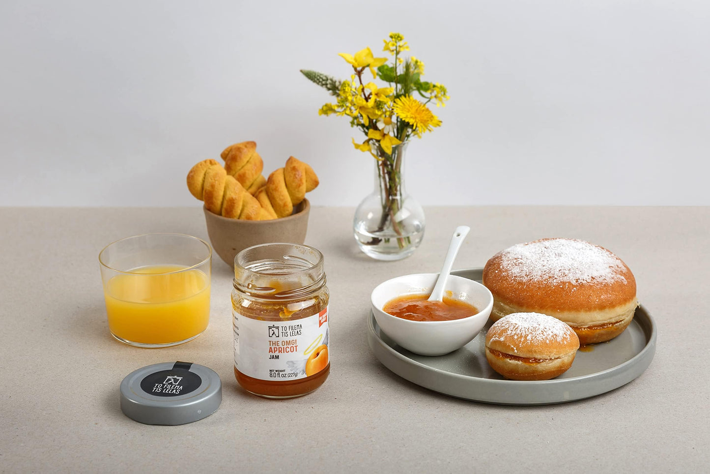 Apricot Jam No Sugar Added - 2 X 8 Fl. Oz - Natural Sweetness Taste - Made In Greece, No Preservatives, Gluten Free Apricot Jam