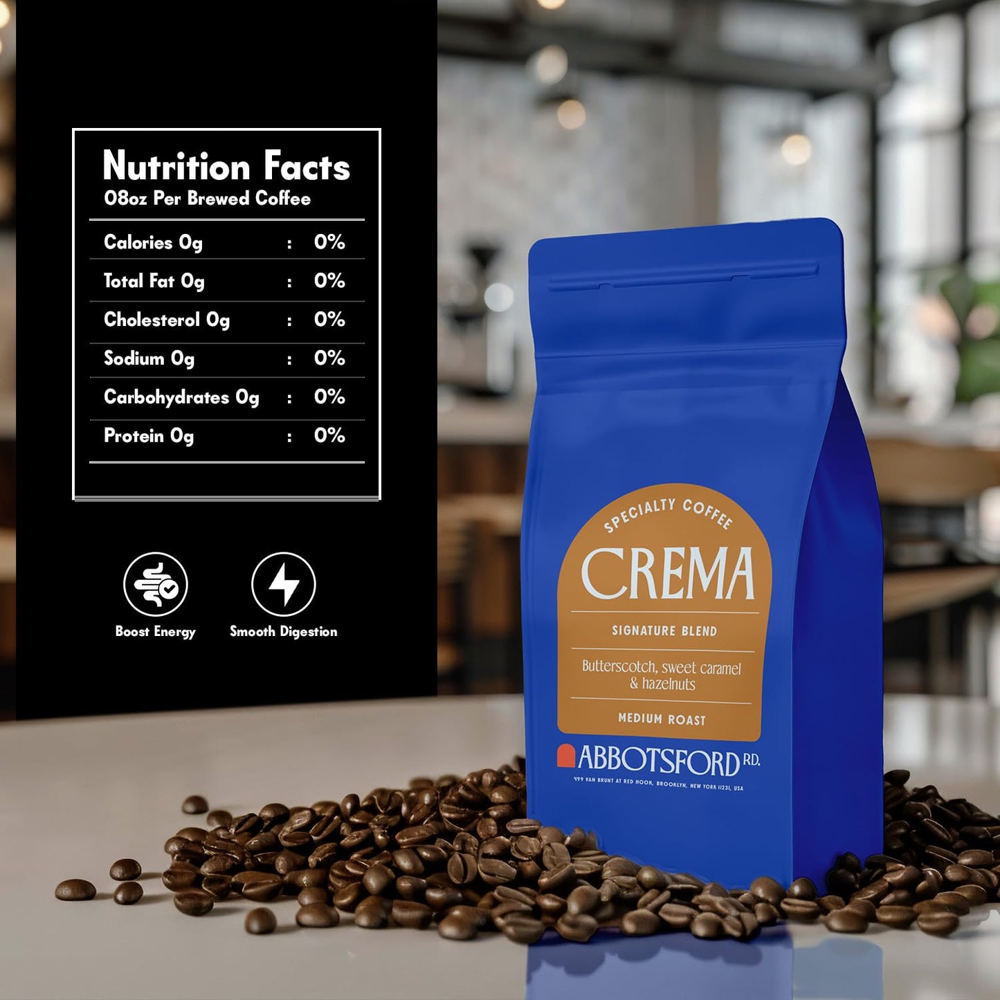 Crema Coffee Whole Bean, Medium Roast Coffee Beans, Signature Blend With Butterscotch, Sweet Caramel & Hazelnut Flavors, 35.2 Oz
