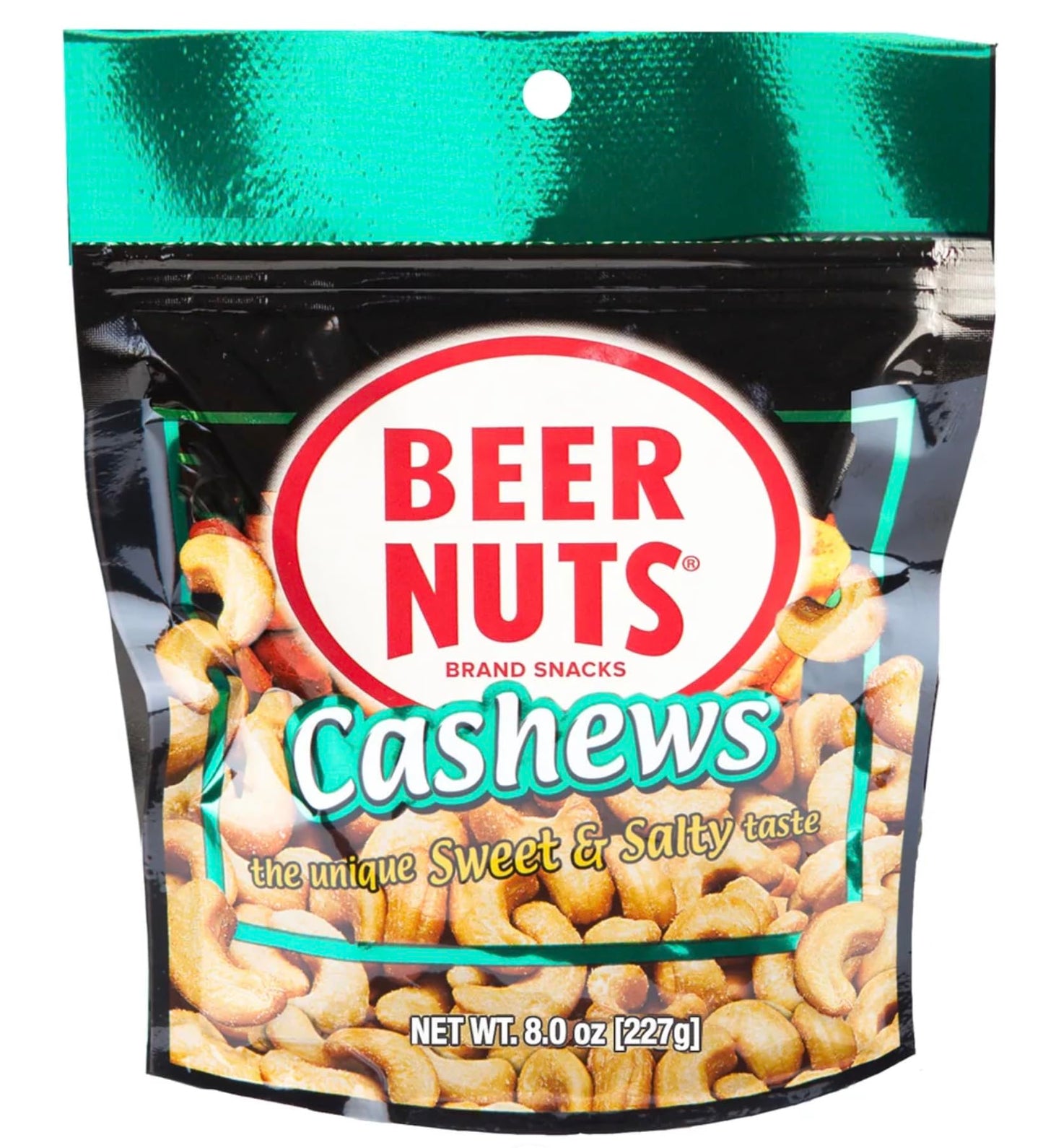 BEER NUTS Crunchy Party Snack Mix, 8oz Pack - Cashews, Pretzels, Cheese Sticks, Sesame Sticks, Peanuts, Roasted Corn Nuts