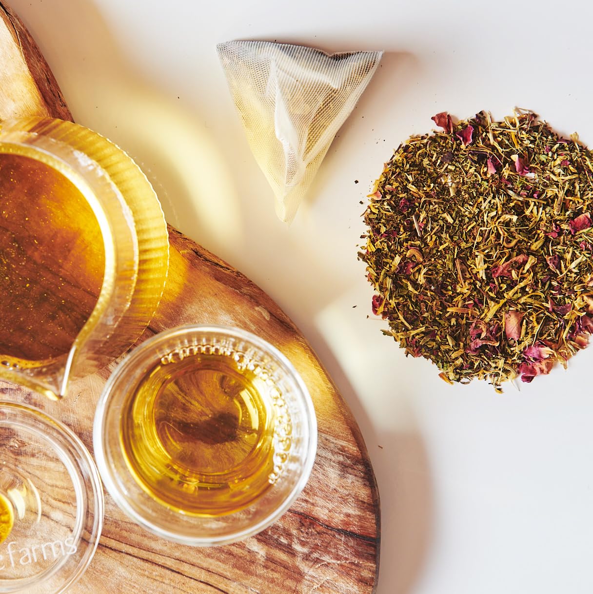Grace Farms Organic Spearmint Rose Herbal Tea - Caffeine Free, Fair Trade, 16 Pyramid Sachets