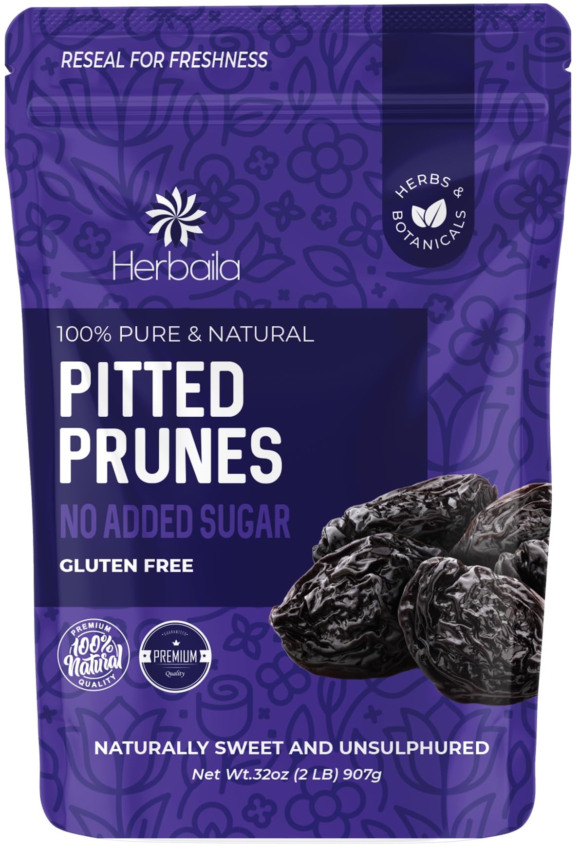Prunes Pitted Unsweetened 2LBS, Dried Prunes for Constipation, Dried Plums Pitted Prunes, Naturally Sweet and Unsulphured, Dried