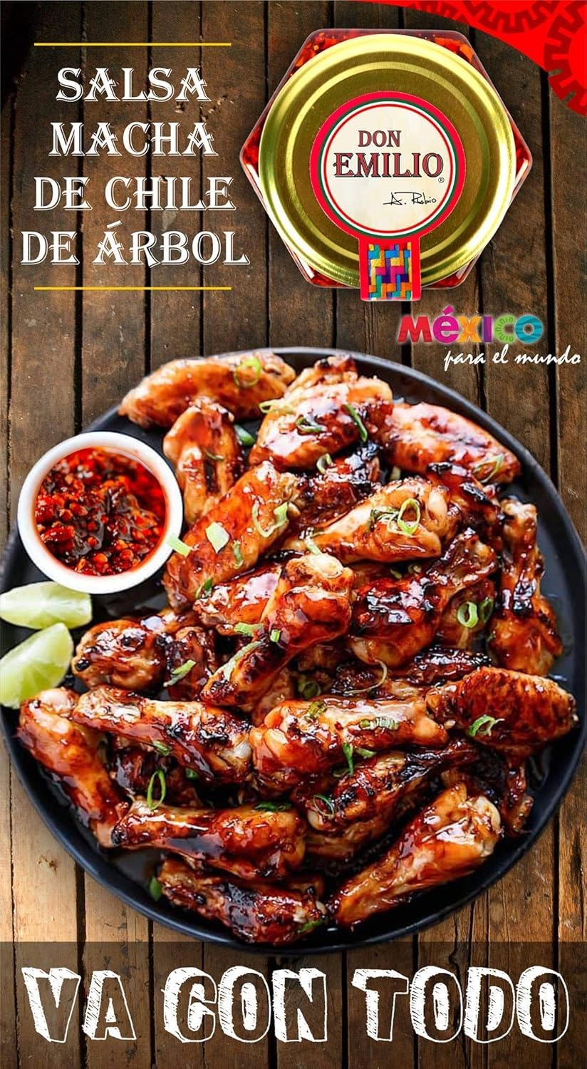 Don Emilio Chile De Arbol Artisanal Salsa Macha Authentic Mexican Spicy Chili Oil Oil Glass Jar 9 Oz