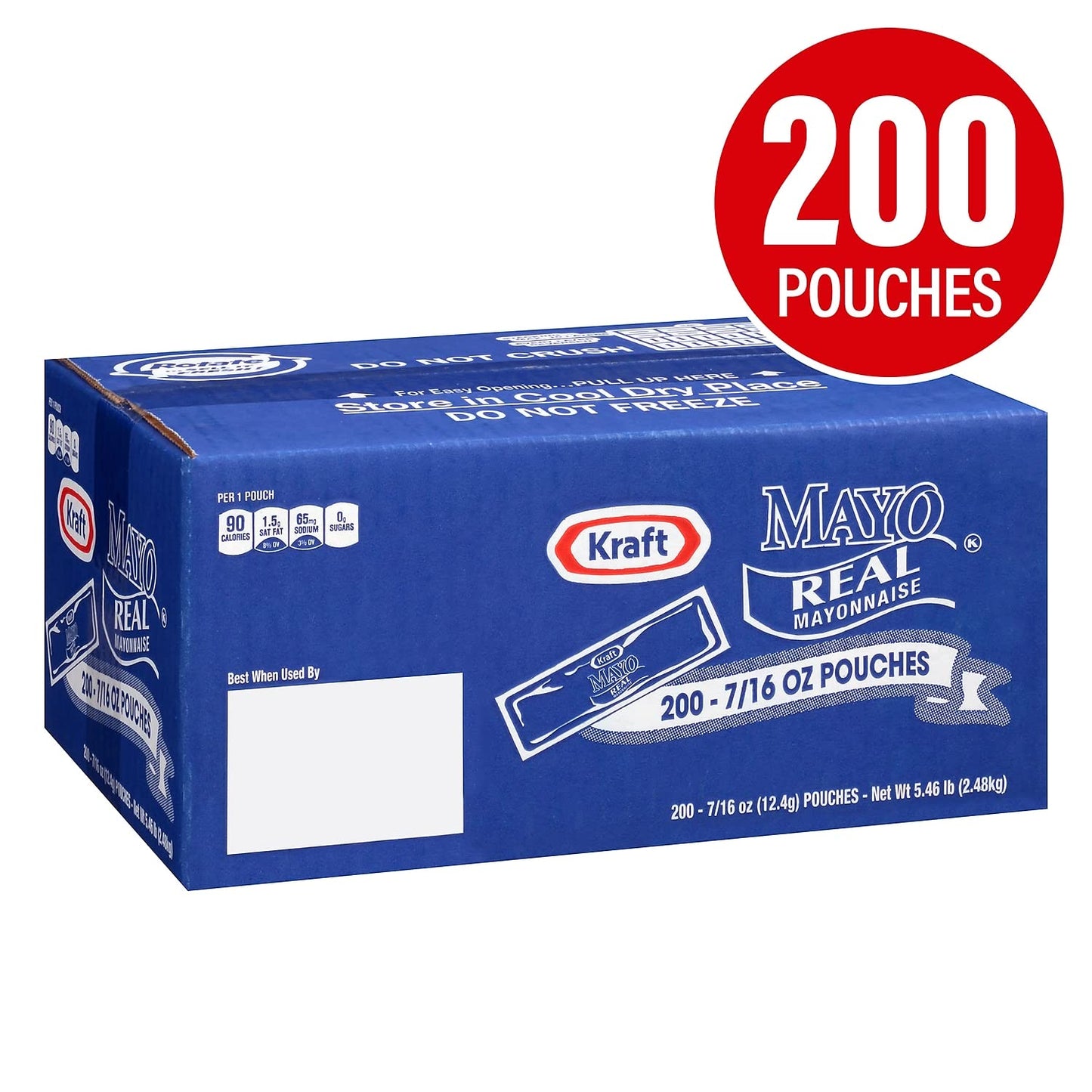 Kraft Real Mayonnaise Packets, 50 Count, 7/16 oz Each, Convenient Single Serve Packets