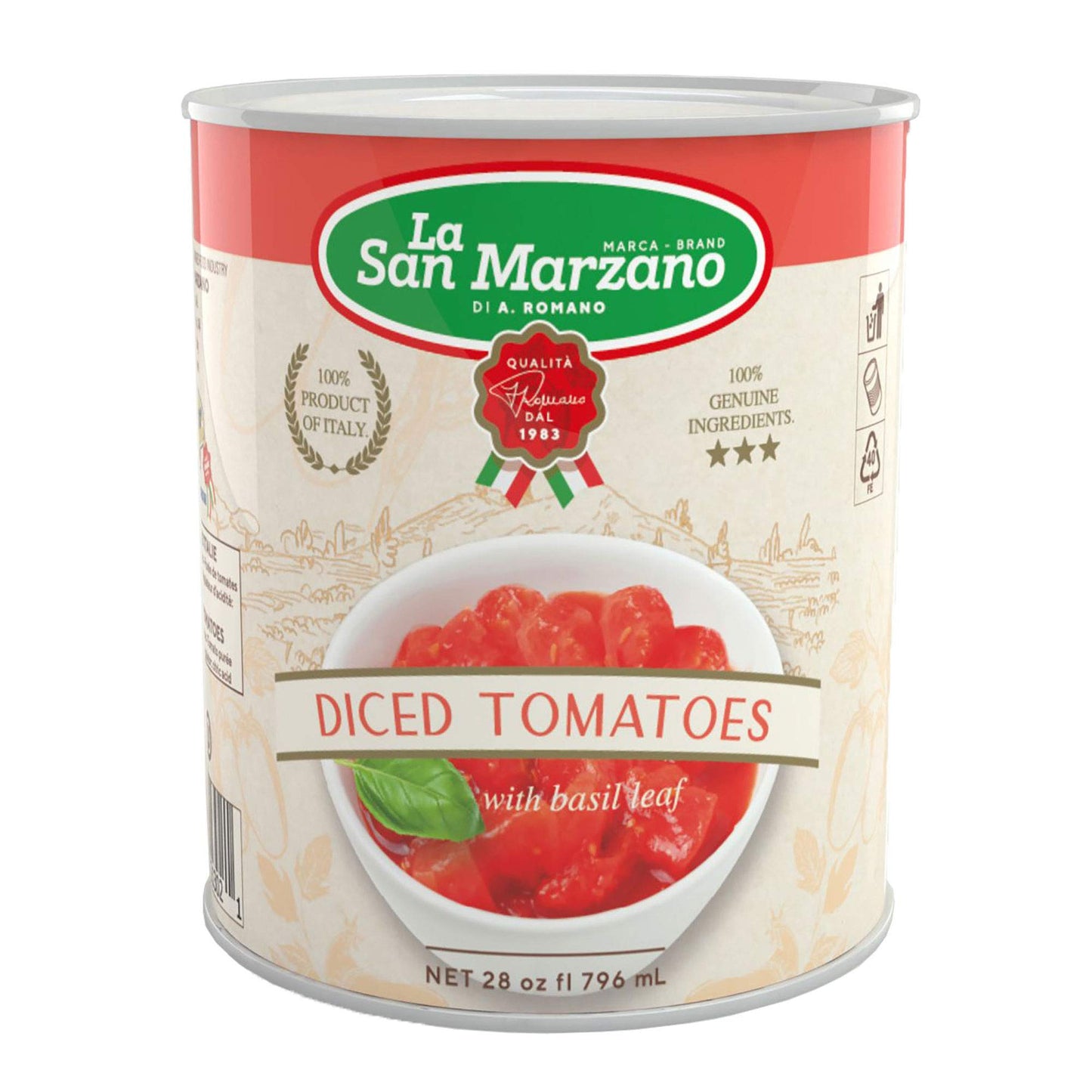 La San Marzano Italian Diced Tomatoes, 28 Oz Can, Pack of 6, 100% Product of Italy, San Marzano Region