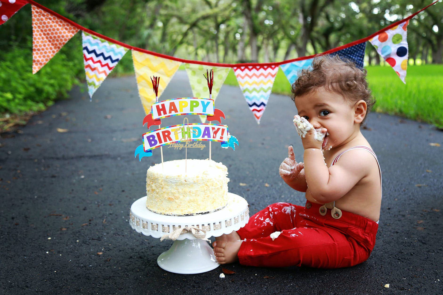 AHAORAY Air  Cake Topper - Gold Glitter Eco-Friendly Cardboard Decoration for Birthday Parties and Photo Booths