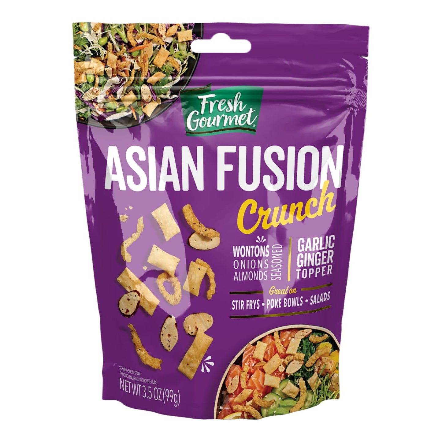 Fresh Gourmet Asian-Inspired Variety Pack - Includes Garlic Ginger Wonton Strips And Asian Fusion Crunch, 3.5 Oz Each Perfect Fo