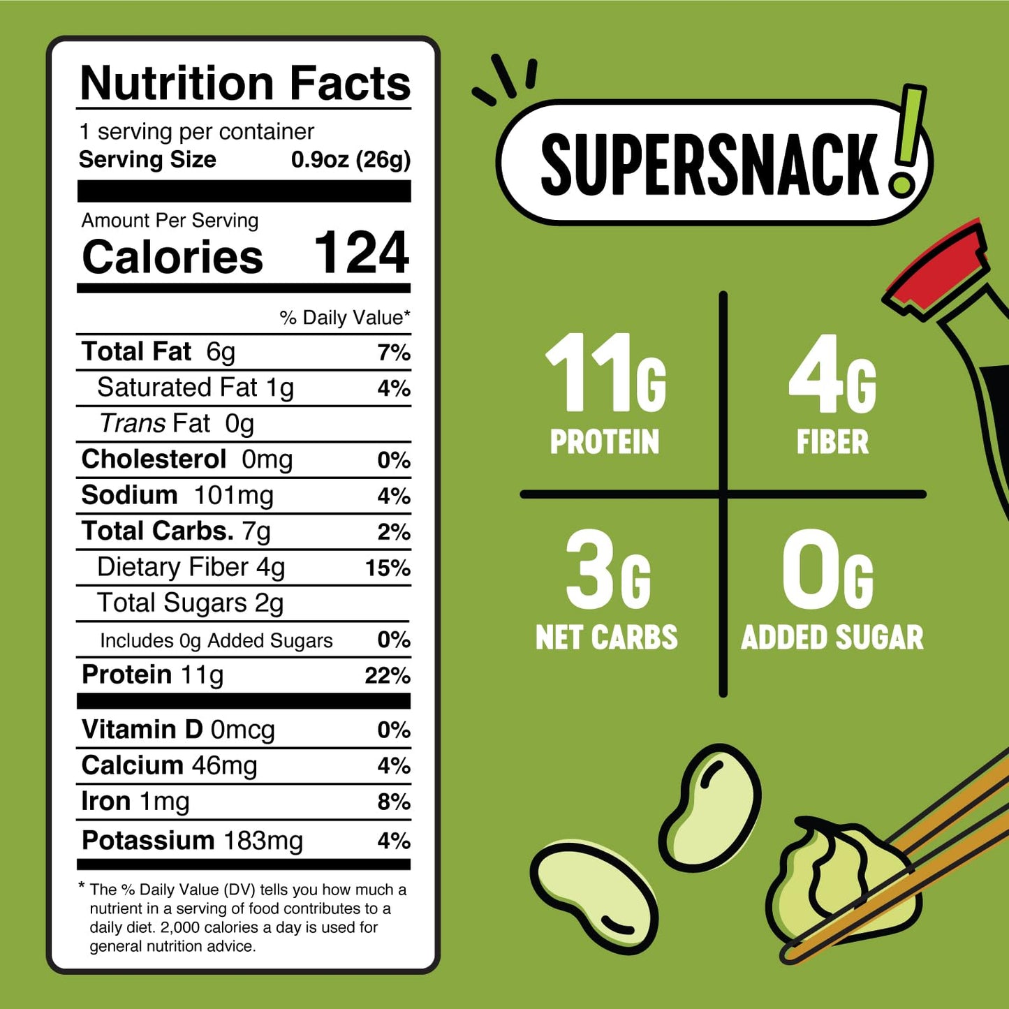 The Only Bean Crunchy Roasted Edamame Snacks (Wasabi Soy Sauce), Healthy High Protein Snacks, Low Carb, Keto Friendly, Gluten Fr