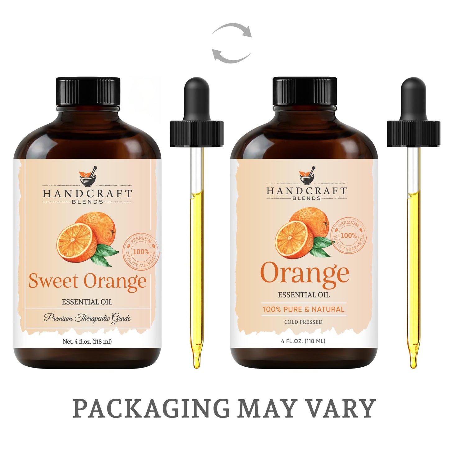 Handcraft Sweet Orange Essential Oil - 100% Pure And Natural - Premium Therapeutic Grade With Premium Glass Dropper - Huge 4 Fl.