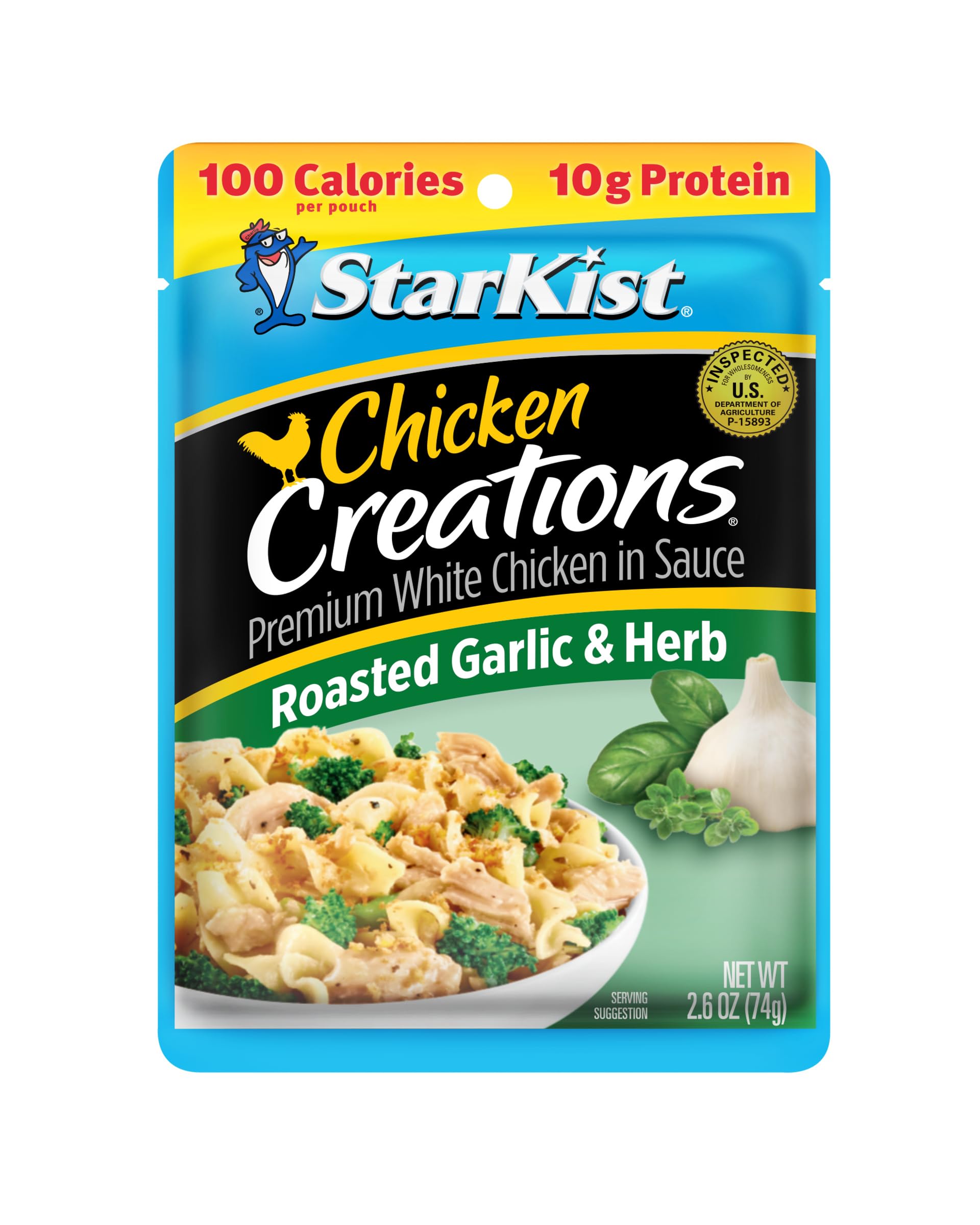 StarKist Chicken Creations, Roasted Garlic & Herb, 2.6 oz Pouch, Pack of 1