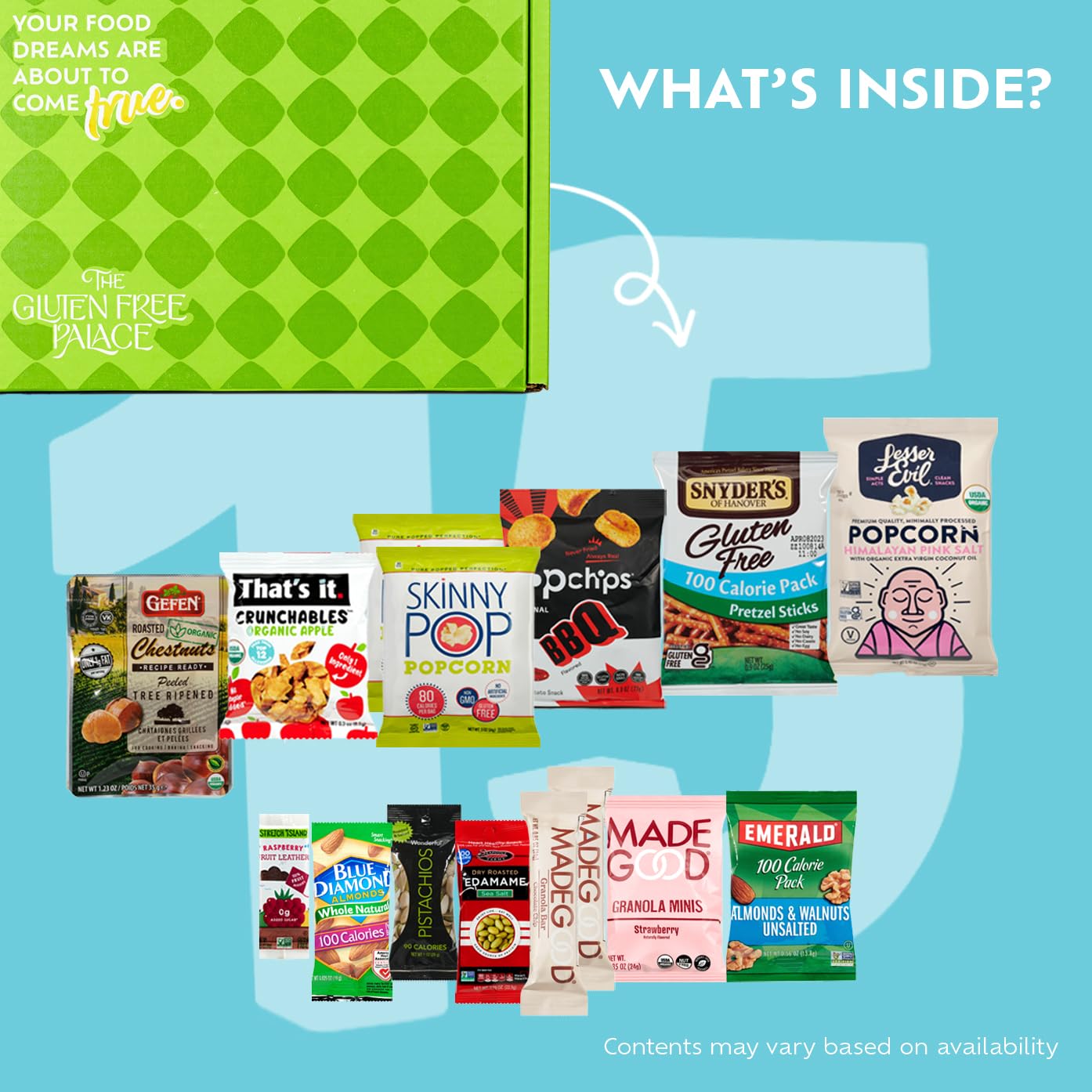 GLUTEN FREE PALACE 100 Calorie Snacks Variety Pack – Vegan Protein Bars & Nuts – 15 Count