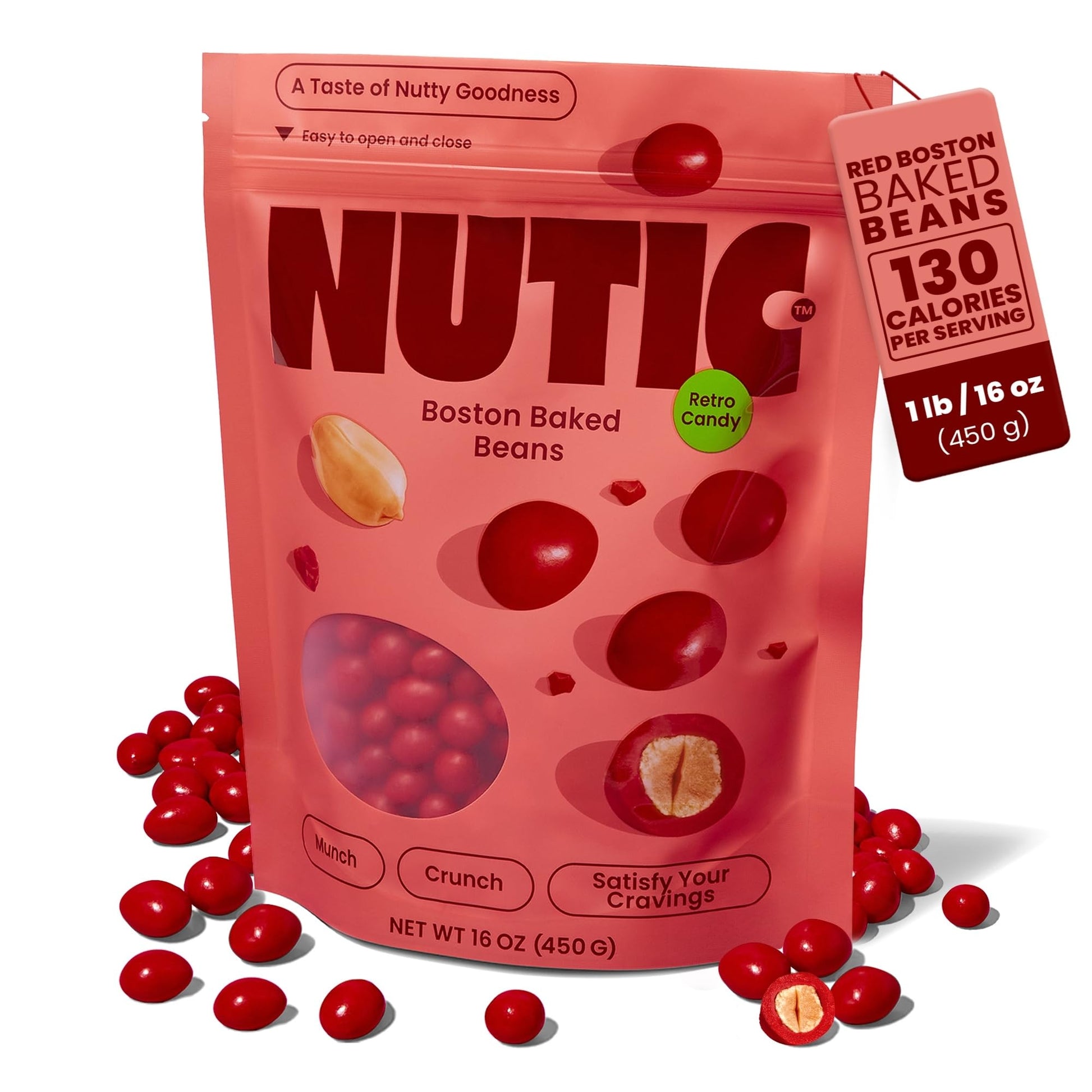 Nutic'S Boston Baked Beans Candy - 1Lb, Coated Peanuts In Bulk, Vintage Candy Treats, Ideal Movie Theatre Snacks & Souvenir Gift