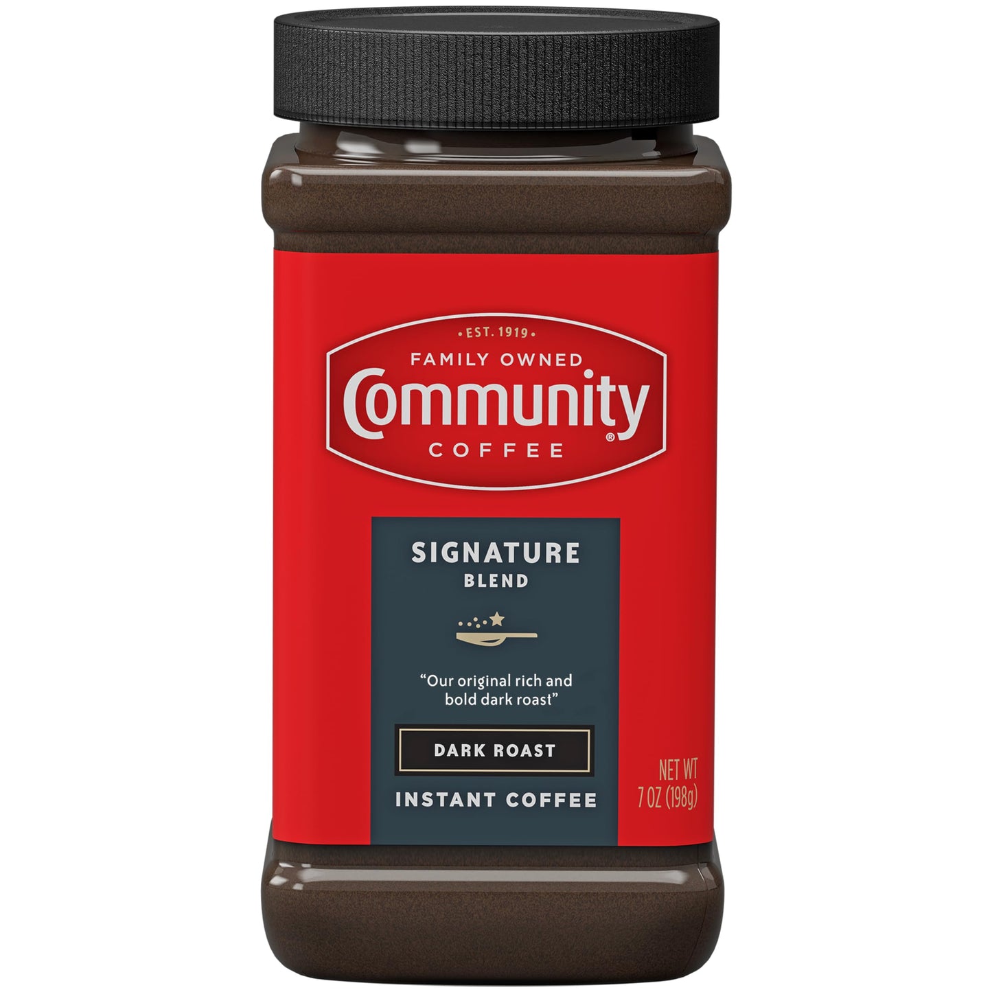 Community Coffee Signature Blend Instant Coffee, Dark Roast, 7 oz Jar