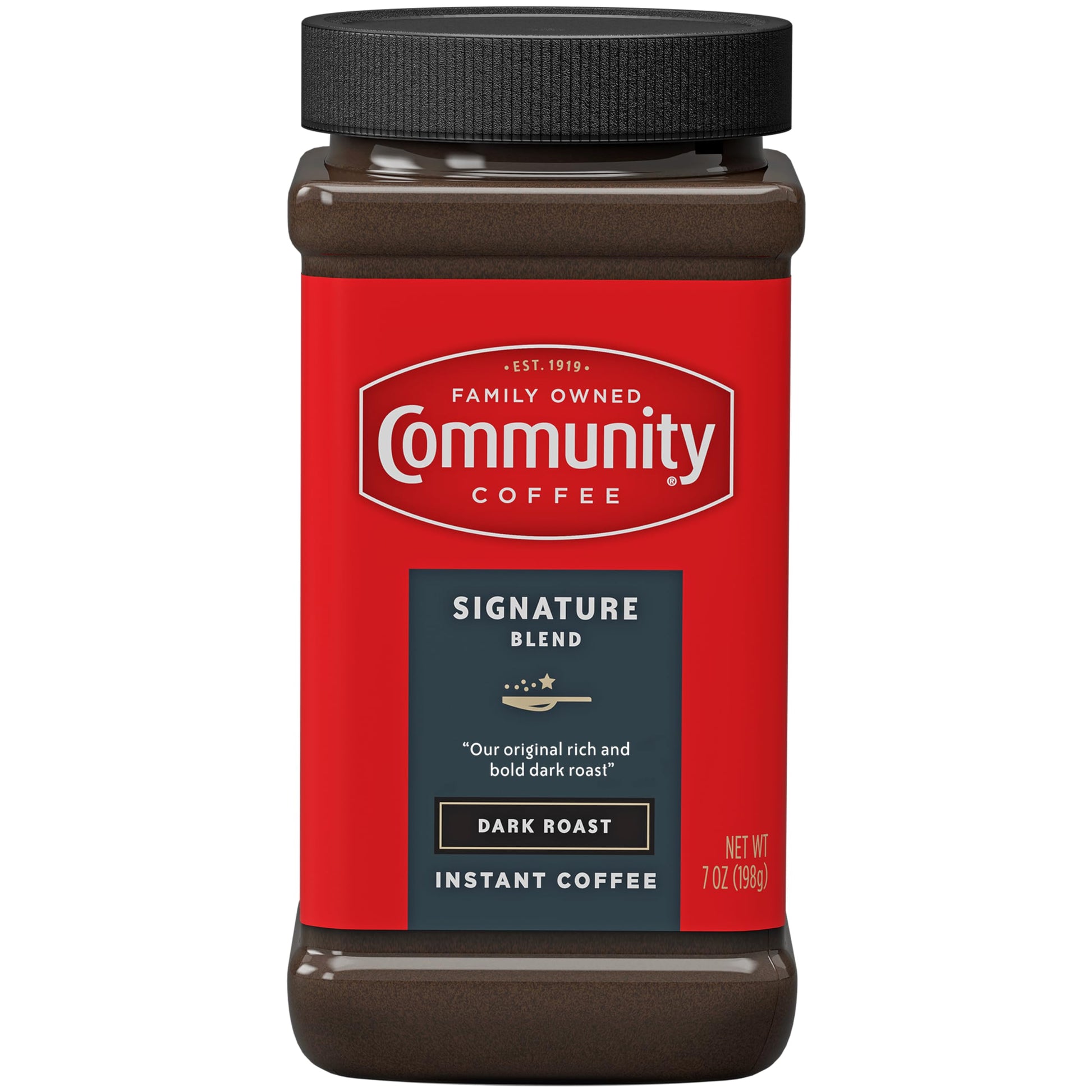 Community Coffee Signature Blend Instant Coffee, Dark Roast, 7 oz Jar