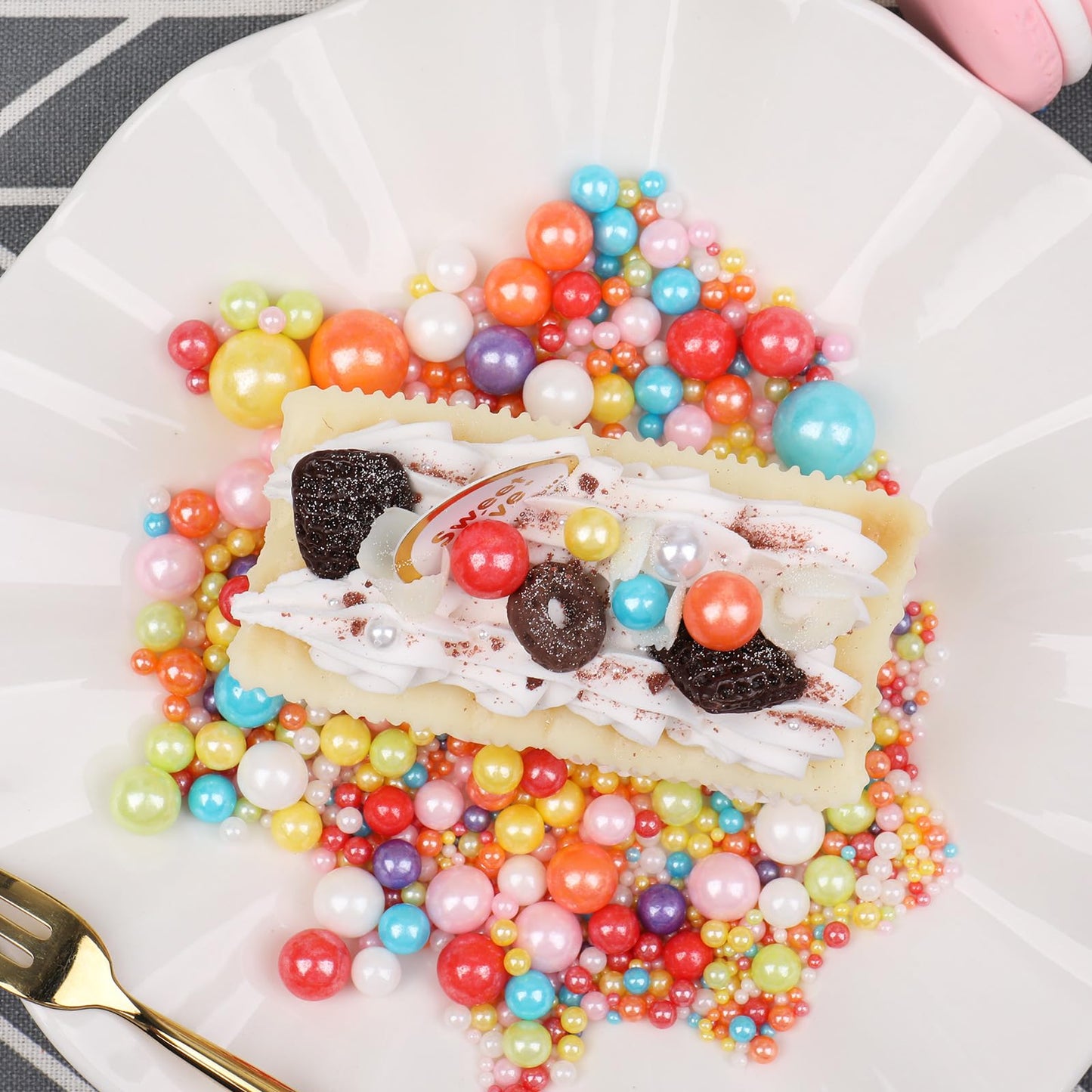 Rainbow Sprinkles For Cake Decorating, 120G/4.23Oz Edible Pearl Sprinkles Mix, Multicolor Sugar Candy Pearls For Baking, Cookie