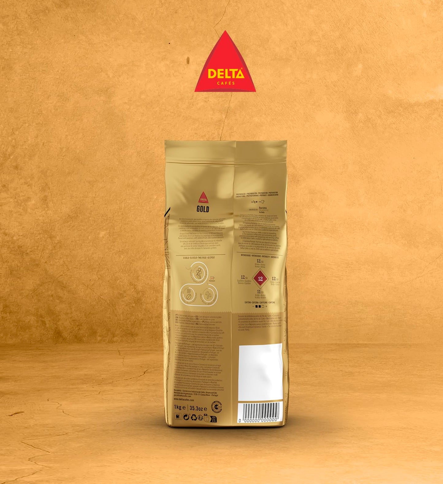 Delta Caf  S Gold Whole Bean Coffee, Naturally Roasted Espresso Beans, 1 Bag, 2.2Lb