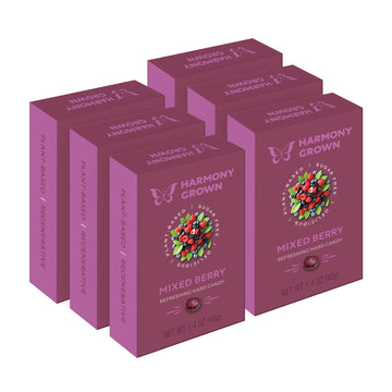 Stevita Harmony Grown Hard Candy, Mixed Berry - 6 Pack - 1.4 oz Shake & Share Box - Sugar Free, Non-GMO, Keto Friendly - Made in