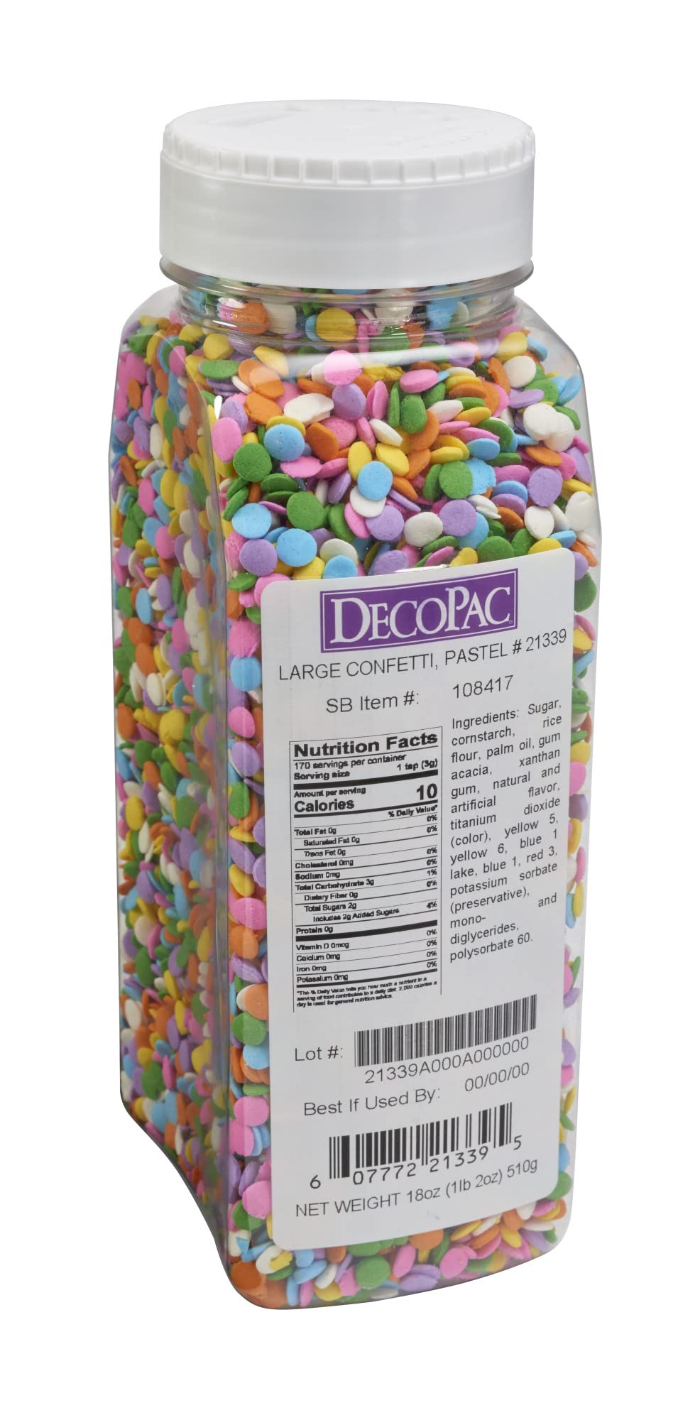 DECOPAC Quins Fancy Sprinkles, 19.5oz, Candy Sprinkles in Handheld Container, Edible Sprinkles For Celebration Cakes, Cupcakes, 
