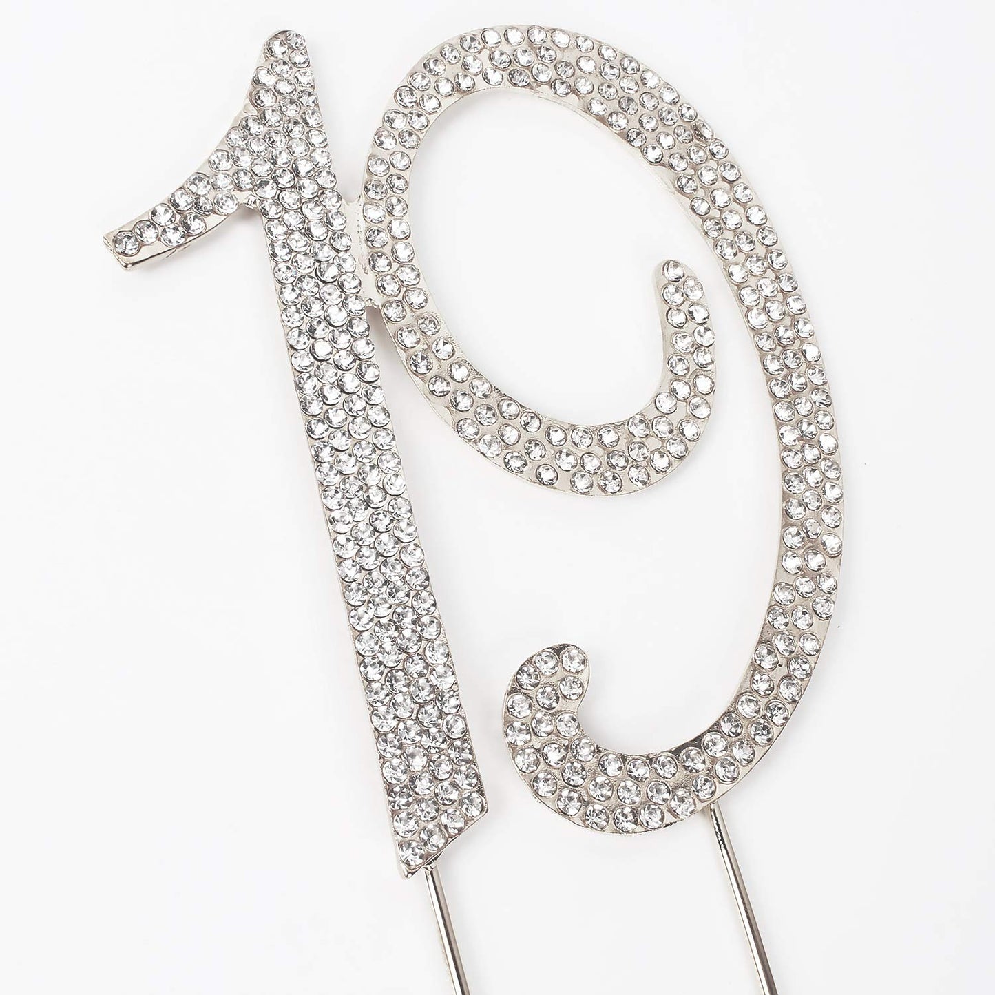 Hatcher Lee Bling Crystal 19 Birthday Cake Topper - Best Keepsake | 19Th Party Decorations Silver