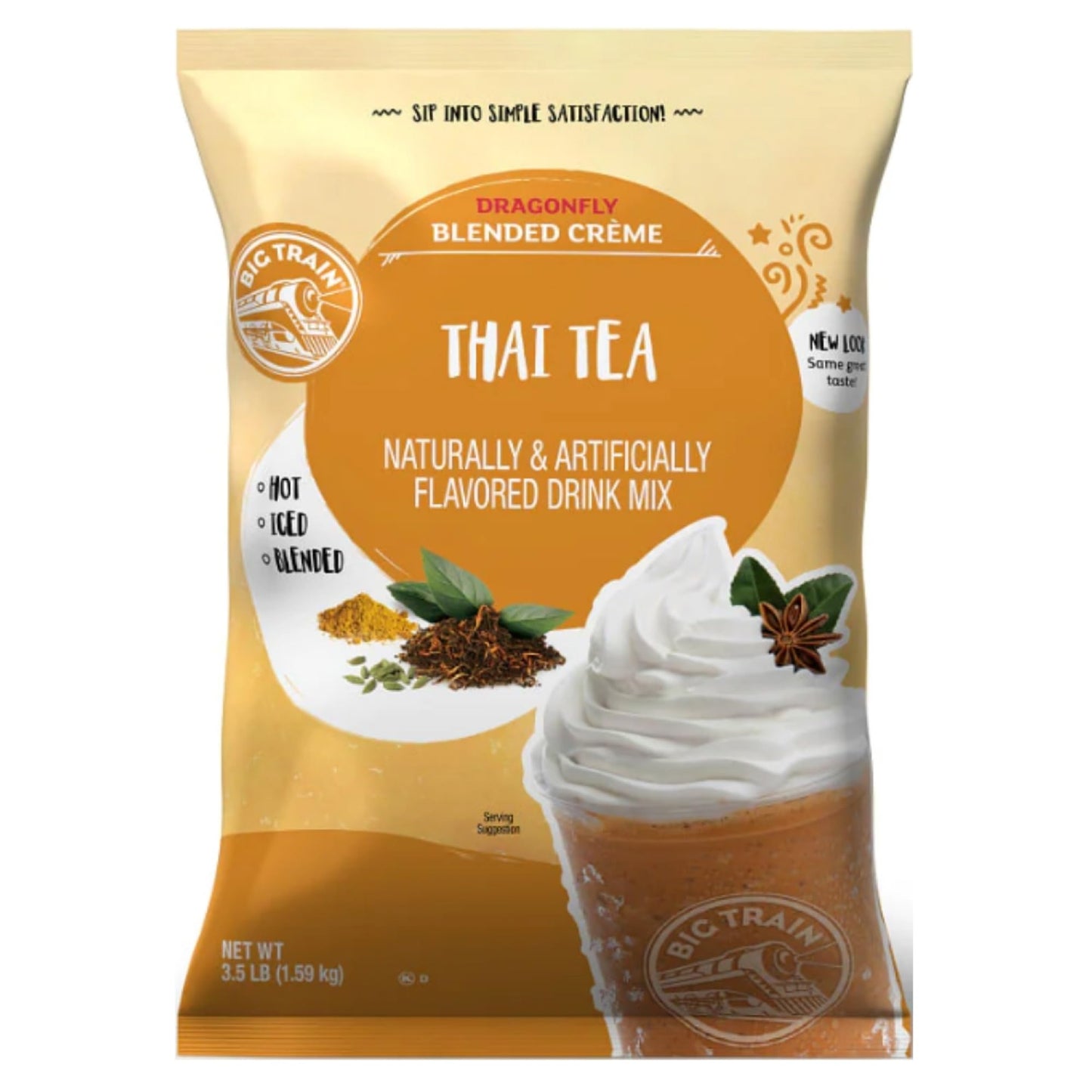 Big Train Dragonfly Blended Crème Frappe Mix, Thai Tea, 3 Pound (Packaging May Vary)