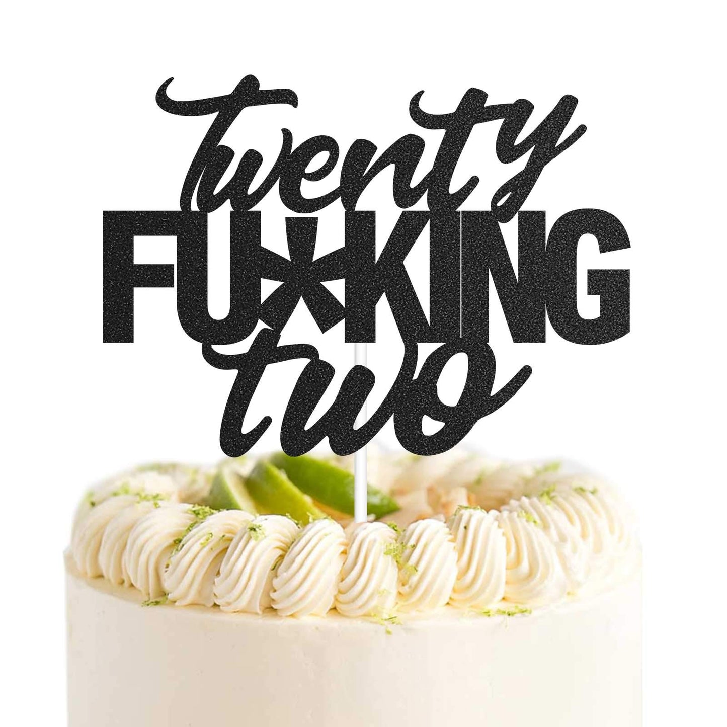 Twenty Two Black Glitter Cake Toppers 22 Years Old 22Nd Birthday Party Decorations Supplies