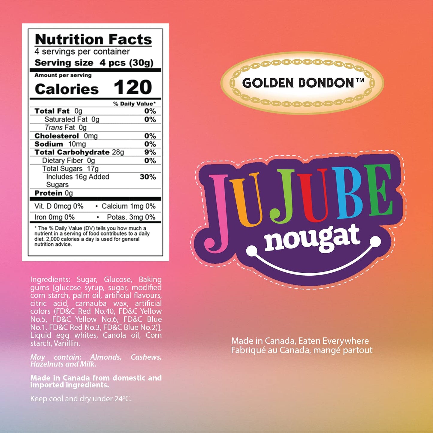 Jujube Nougat Italian Chewy Candy Pouch 6Oz