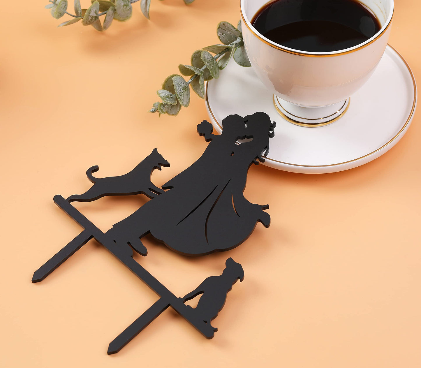 Lovenjoy Dogs Wedding Cake Topper Bride Groom With 2 Dogs Black, Gift Boxed