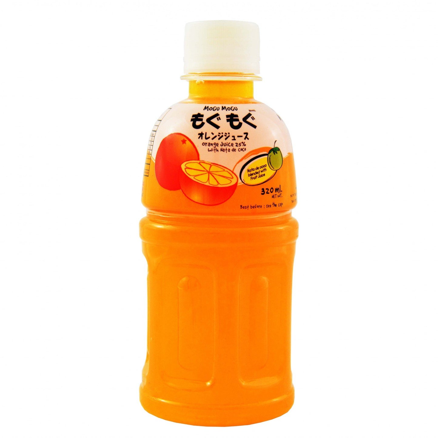 Mogu Mogu Juice with Nata De Coco, Orange, 12 Pound (Pack of 6)