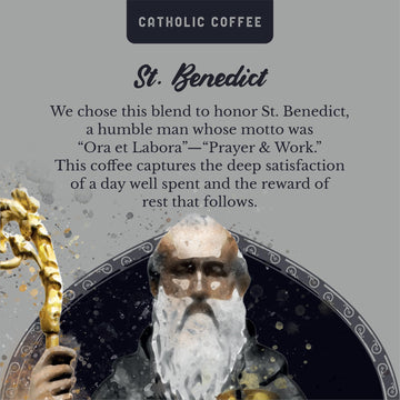 St. Benedict Chocolate Hazelnut Blend Medium Roast Catholic Coffee (Ground) 12 Ounces - Small-Batch Crafted, For Catholic Faithf