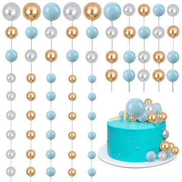 Gyufise 30Pcs Mini Balloon Cake Topper Foam Ball Cake Picks Decorations Faux Pearl Balls Diy Cake Topper Decoration For Baby Sho