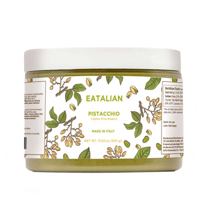 EATALIAN by AMZ BETTER Pistachio Cream, 17.63 oz/500 gr, Delicious Spreadable Cream with Sweet and Unique Taste, Perfect with Ic