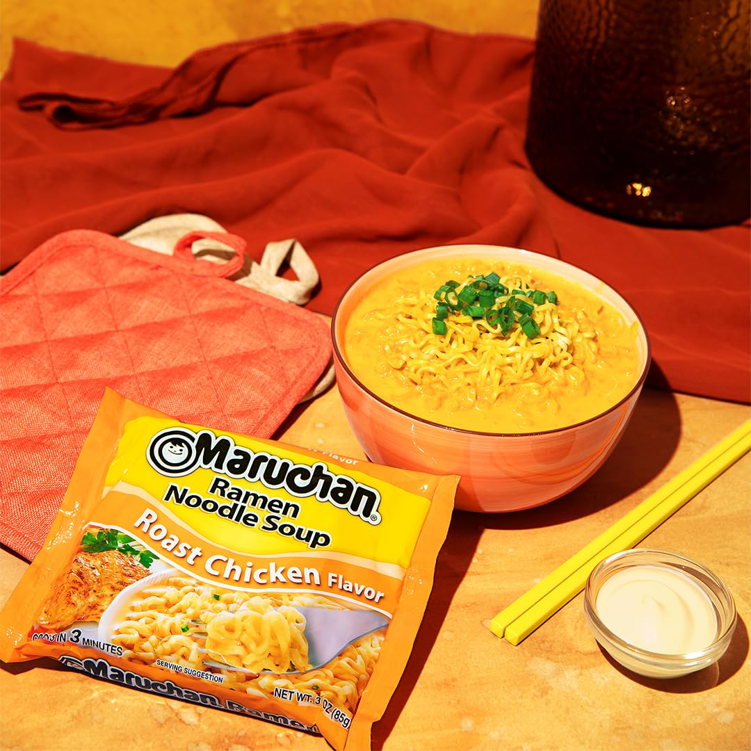 Maruchan Ramen Roast Chicken, Instant Ramen Noodles, Ready To Eat Meals, 3 Oz, 24 Count