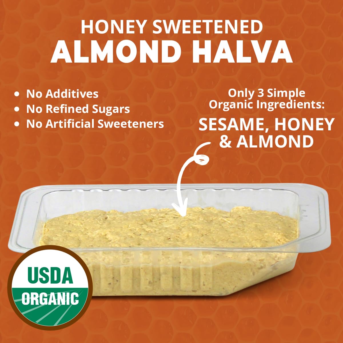Wellbees Organic Honey Halva - 75g Each, Case of 12, Paleo Friendly, Honey Almond Flavor, Simple Ingredients, Melt-in-Mouth Snack