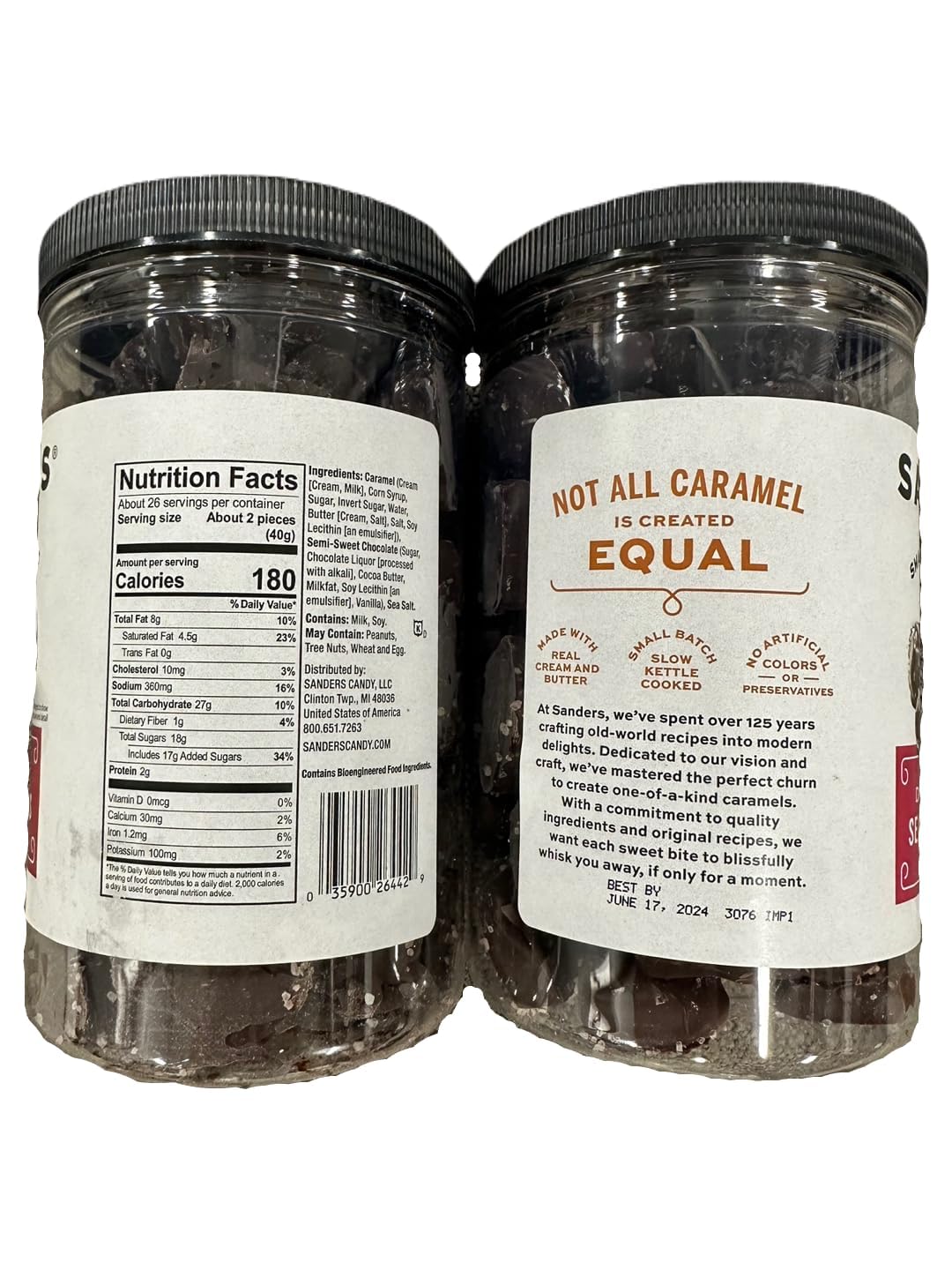Generic Sanders Dark Chocolate Sea Salt Caramels 36oz Bag (Pack of 2) with Cool packs