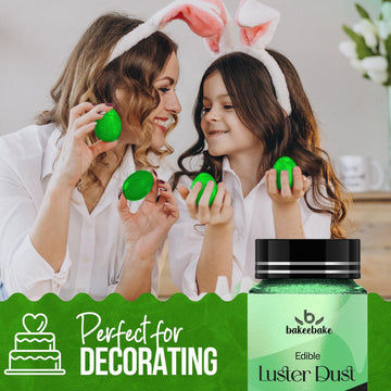 Bakeebake Luster Dust Edible 15G - Edible Glitter For Drinks & Desserts - Gluten Free Edible Green Dust For Cake Decorating - Ta