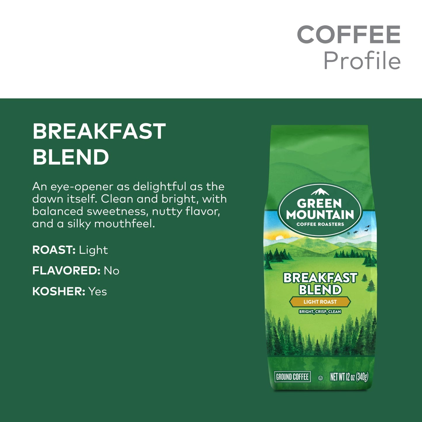 Green Mountain Coffee Roasters Breakfast Blend, Ground Coffee, Bagged 18 Oz