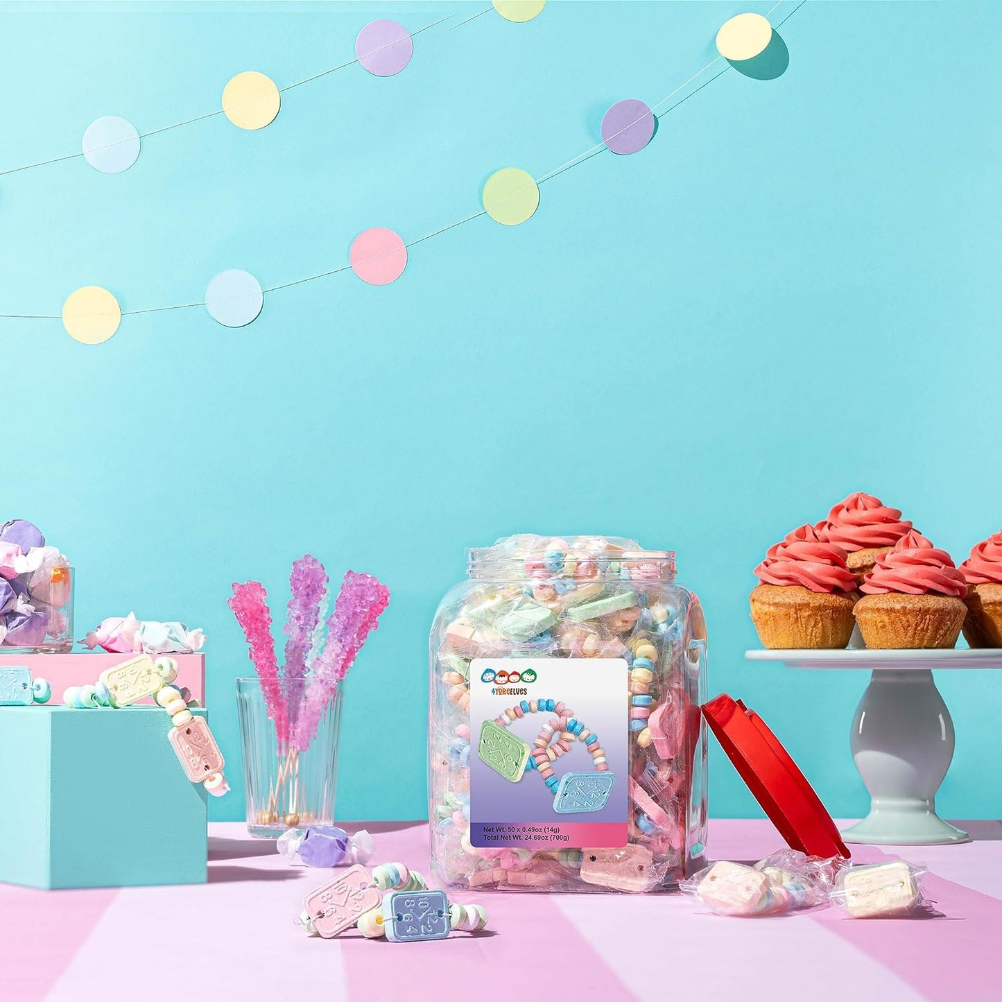 50 Candy Bracelet Watches Individually Wrapped, Taste Nostalgia With Our Playful And Delicious Candy Jewelry, Perfect For Party