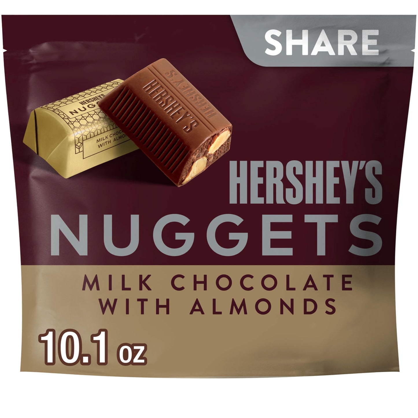 HERSHEYS NUGGETS Milk Chocolate with Almonds Candy Share Pack, 10.1 oz