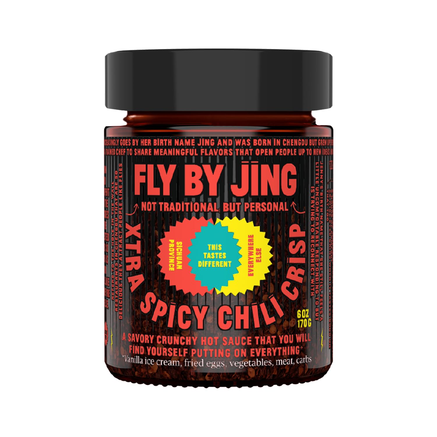 Flybyjing Xtra Spicy Chili Crisp, Hot Savory Tingly Crunchy Chili Oil Sauce W Sichuan Pepper, Good On Everything Hot Sauce, All-