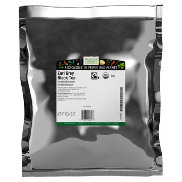 Frontier Co-op Organic Earl Grey Tea Loose Leaf, 1lb Bulk Bag - enhanced Dried Loose Leaf Tea - Aromatic Black Tea Loose Leaf with Bergamot Oil, Kosher